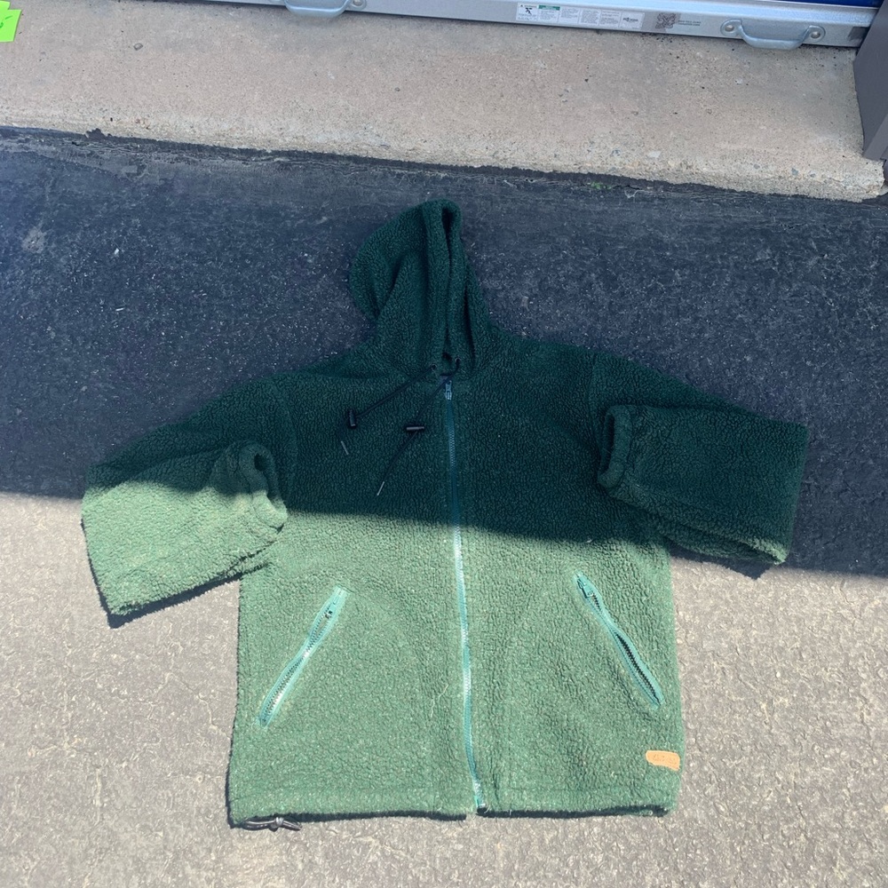 Woman’s Cabelas Fleece Green Zip Up Jacket With Hood Size M Reg